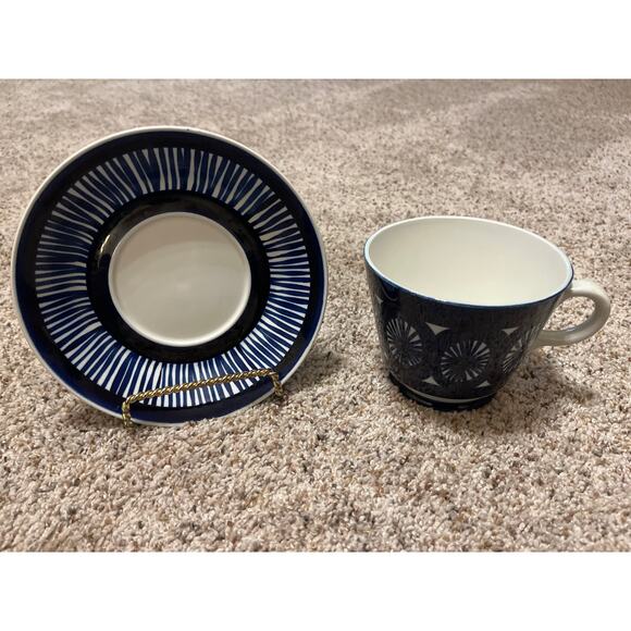 Anemone Blue Arabia of Finland Fiesta Morning Cup Saucer Ulla Procope RARE - Picture 8 of 10